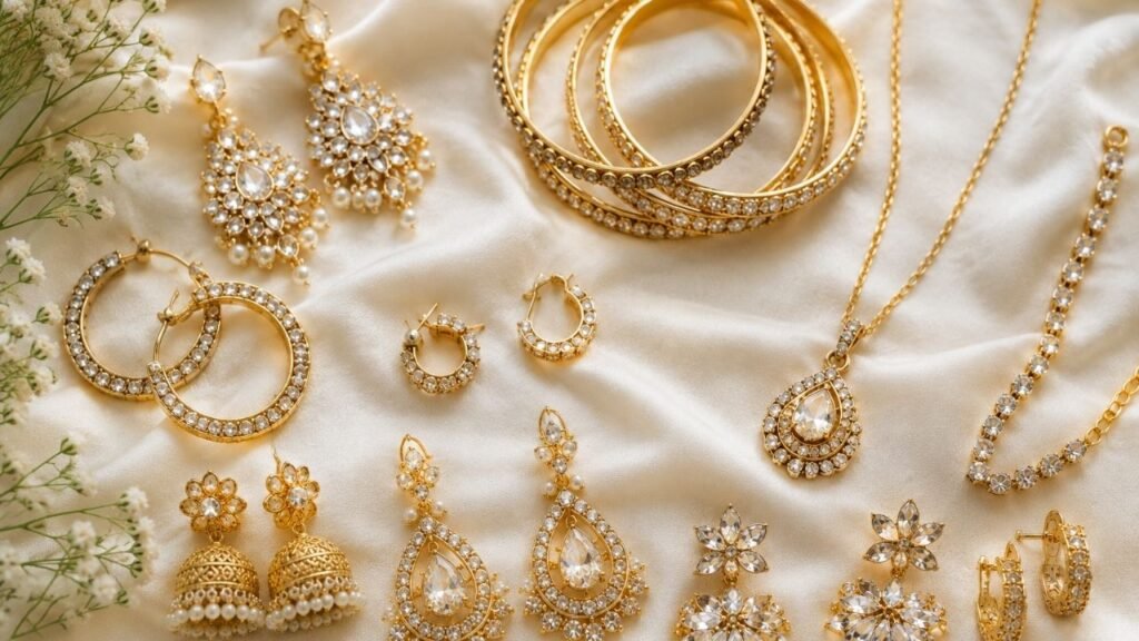 shiny polished artificial jewellery after cleaning at home