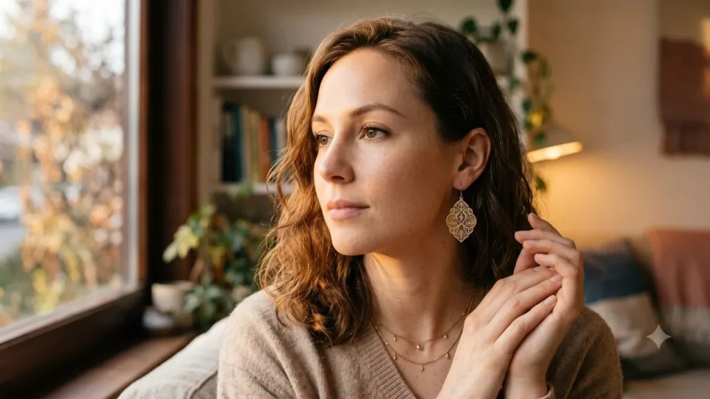 gold jewellery styled for warm skin undertone