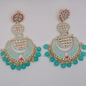 aqua green golden alloy earrings