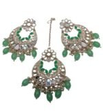 Traditional Earring & Maangtikka Set For Women/ Pearl Studded Chandbali Earrings and Maang Tikka Set Traditional Jewelry for Girls & Women - Image 8