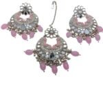 Traditional Earring & Maangtikka Set For Women/ Pearl Studded Chandbali Earrings and Maang Tikka Set Traditional Jewelry for Girls & Women - Image 9