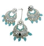 Traditional Earring & Maangtikka Set For Women/ Pearl Studded Chandbali Earrings and Maang Tikka Set Traditional Jewelry for Girls & Women - Image 5