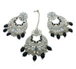 Traditional Earring & Maangtikka Set For Women/ Pearl Studded Chandbali Earrings and Maang Tikka Set Traditional Jewelry for Girls & Women - Image 3