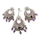 Traditional Earring & Maangtikka Set For Women/ Pearl Studded Chandbali Earrings and Maang Tikka Set Traditional Jewelry for Girls & Women - Image 6