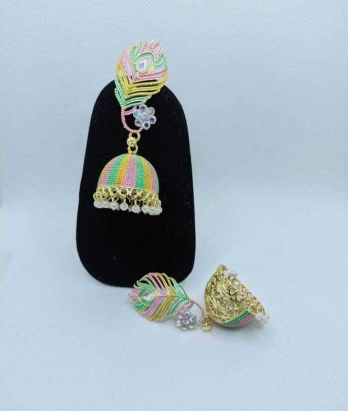 Multicolor Peacock Design Jhumka Earring For Women - Image 3