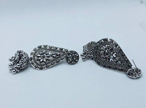 Fancy Stylish Silver Oxidised Ghungroo Charm Earring | Women Alloy Earring
