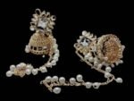 White Alloy Gold Plated Earrings - Image 3