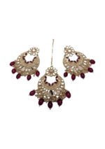 Traditional Earring & Maangtikka Set For Women/ Pearl Studded Chandbali Earrings and Maang Tikka Set Traditional Jewelry for Girls & Women - Image 2