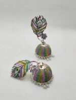 Multicolor Peacock Design Jhumka Earring For Women - Image 4