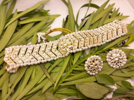Latest Choker Design Antique Traditional Necklace & Earrings Jewelry Set for Women.