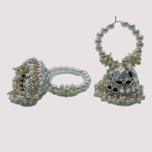 White Gold Stud Pearl Jhumka Earring