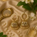 White Alloy Gold Plated Earrings