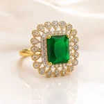 Elegant Green crystal gold plated ring