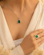 Emerald Green Ring & Pendant Combo for Women