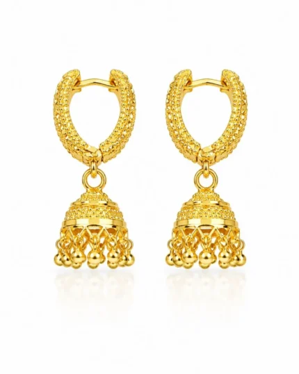 Gold Plated Jhumka Hoop Earrings by mellafex