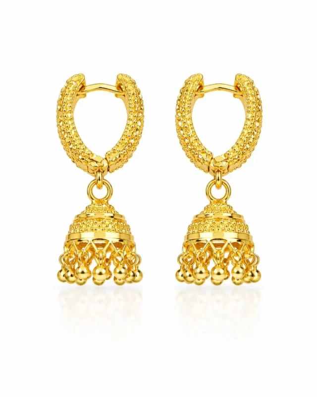 Gold Plated Jhumka Hoop Earrings by mellafex
