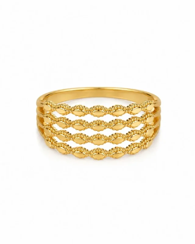 Mellafex Gold Plated Layered Ring for Women