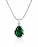 Elegant green crystal pendant with silver finish for a stylish and graceful look.