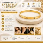 Woman wearing elegant gold plated crystal bracelet