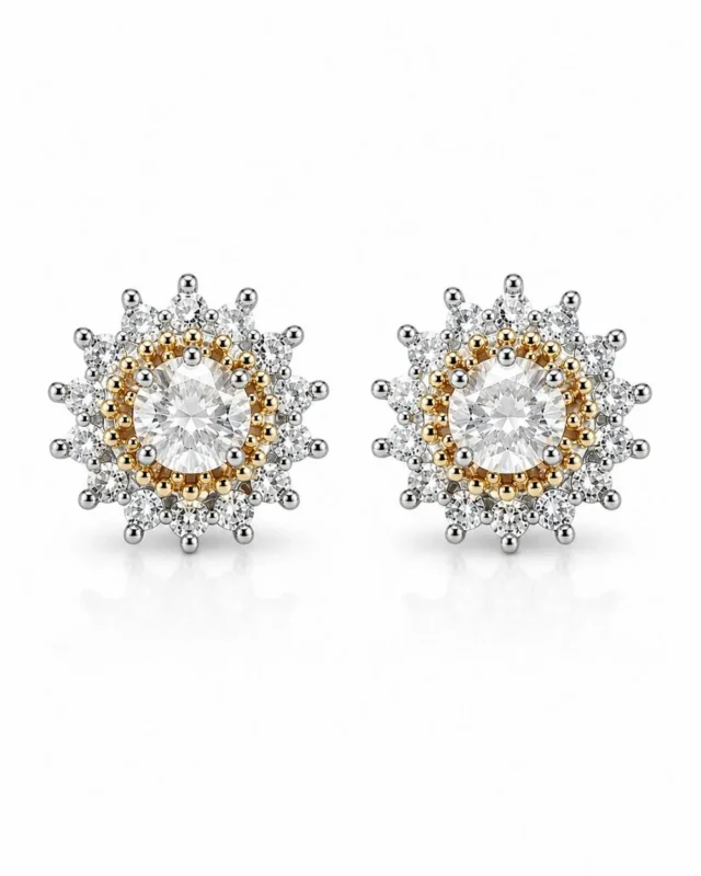 crystal flower stud earrings