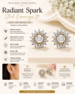 Crystal flower stud earrings for dailywear - Image 2